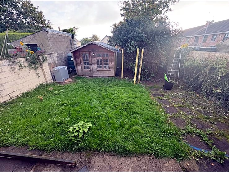 Lawn & stepping-stone path before work started